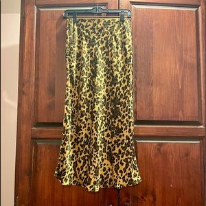 Aritzia Babaton Leopard Print Bias Cut Midi Skirt